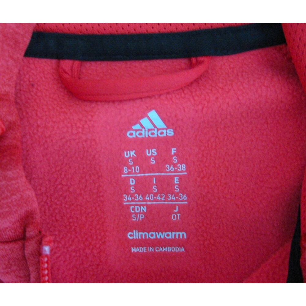 Adidas Hoodie Men's Size Small Red Full Zip Athletic Hooded Logo Sweatshirt - Picture 3 of 4